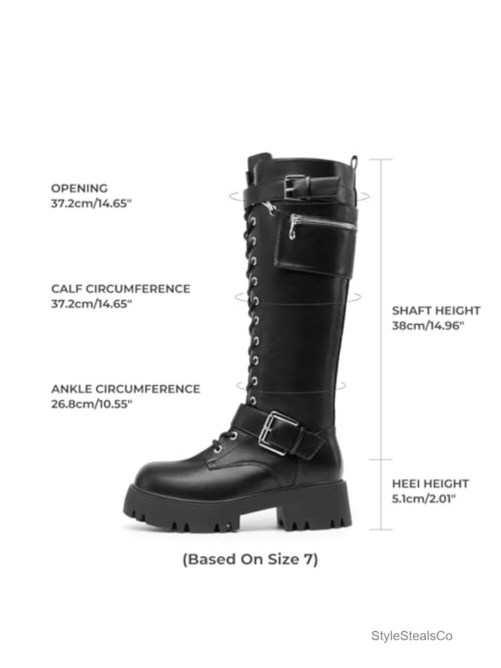 Dream Pairs Womens Knee High Combat Boots Platform Heels Faux Leather - Picture 5 of 6
